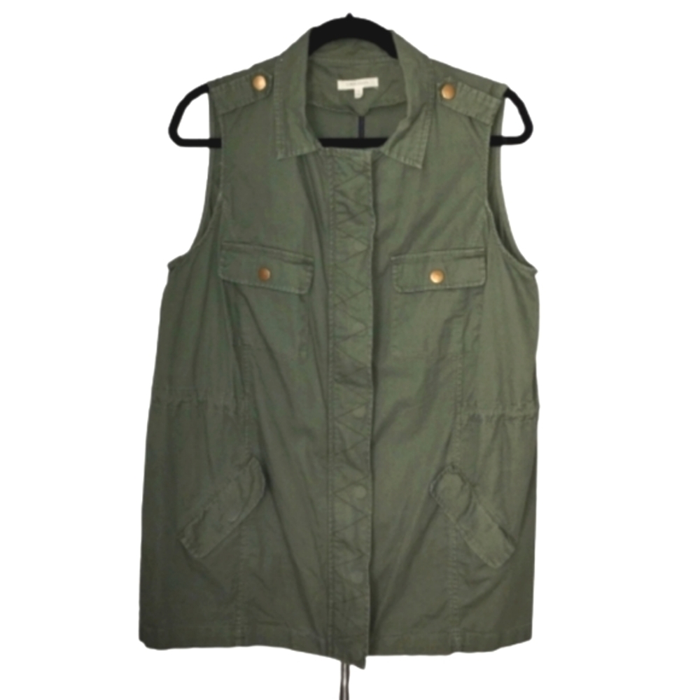 41 Hawthorne Cargo Vest 1X Plus Size Green SF7539FP Stitch Fix 100% Cotton
